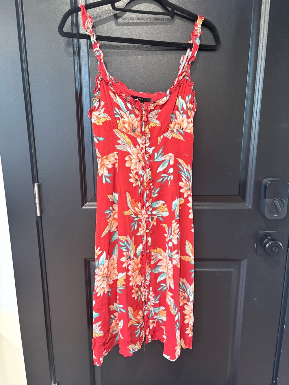 Forever 21 Red Floral Button Front Sundress Size Medium Boho Cottagecore